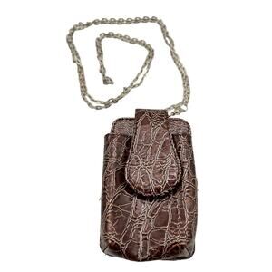 Vintage Womens Wallet Neck Chain Brown Faux Alligator Skin The Metropolitan